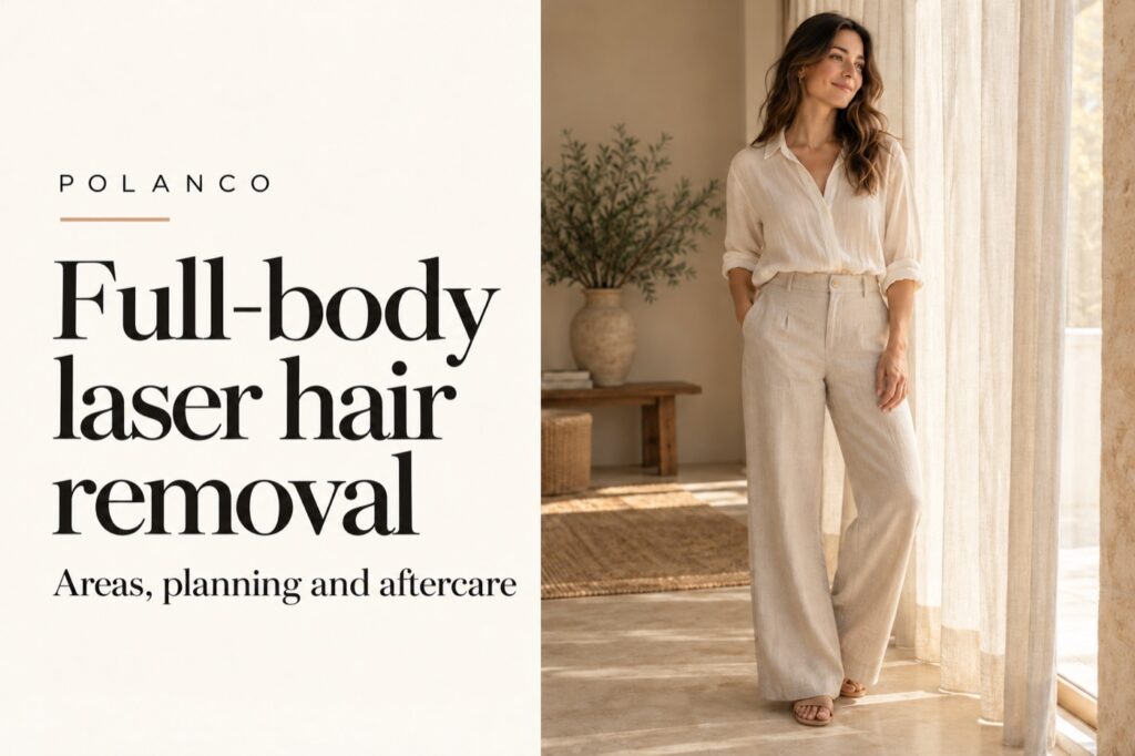 Cover image for the guide: Full-body laser hair removal: areas, planning and aftercare