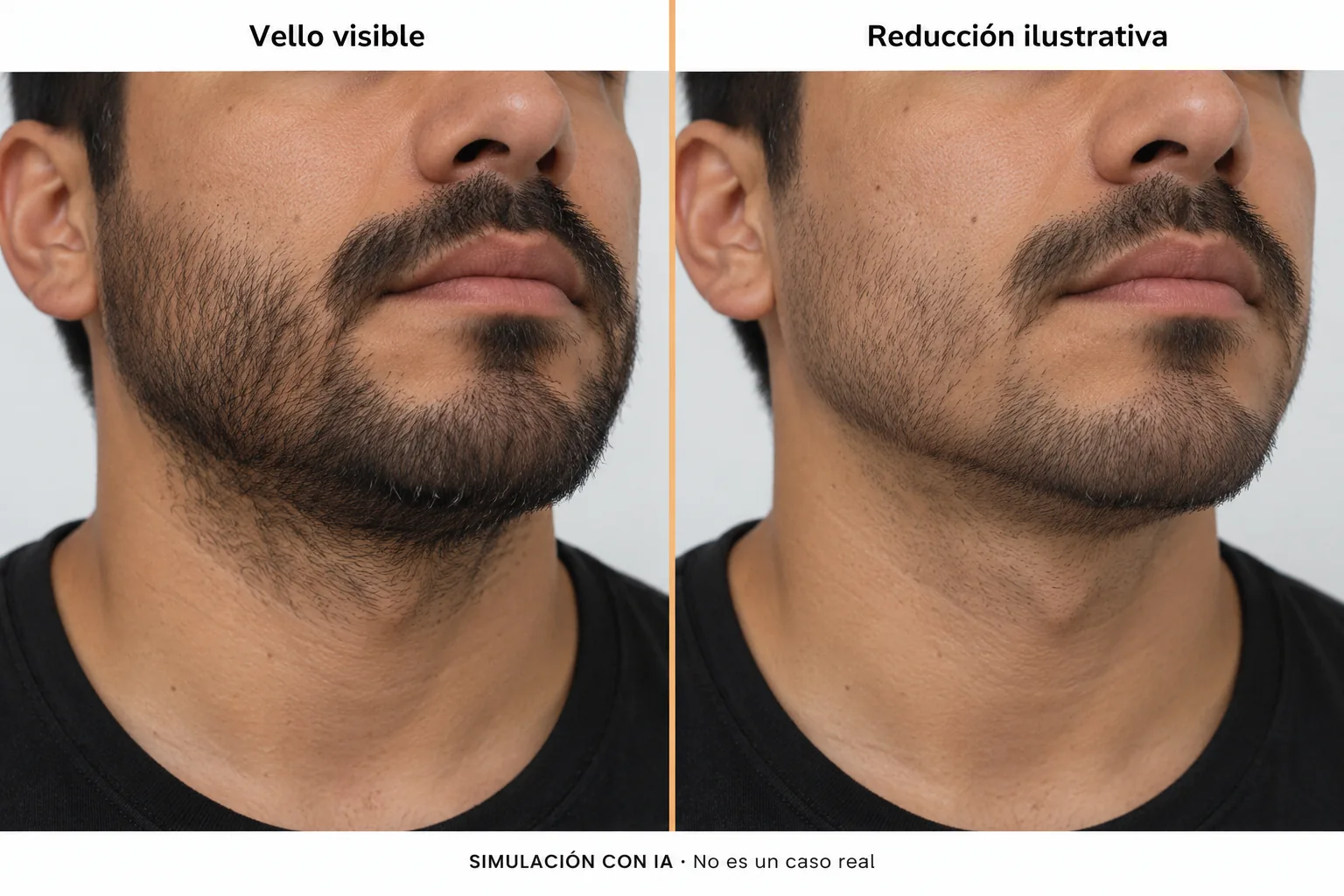 Simulación ilustrativa de Depilación láser de barba en Tijuana; no es un caso real