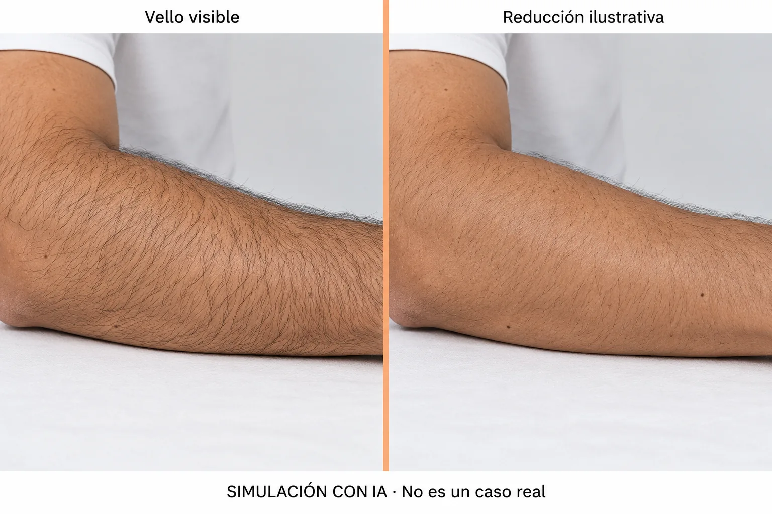 Simulación ilustrativa de Depilación láser de brazos en Tijuana; no es un caso real Simulación ilustrativa de Depilación láser de brazos en Tijuana; no es un caso real