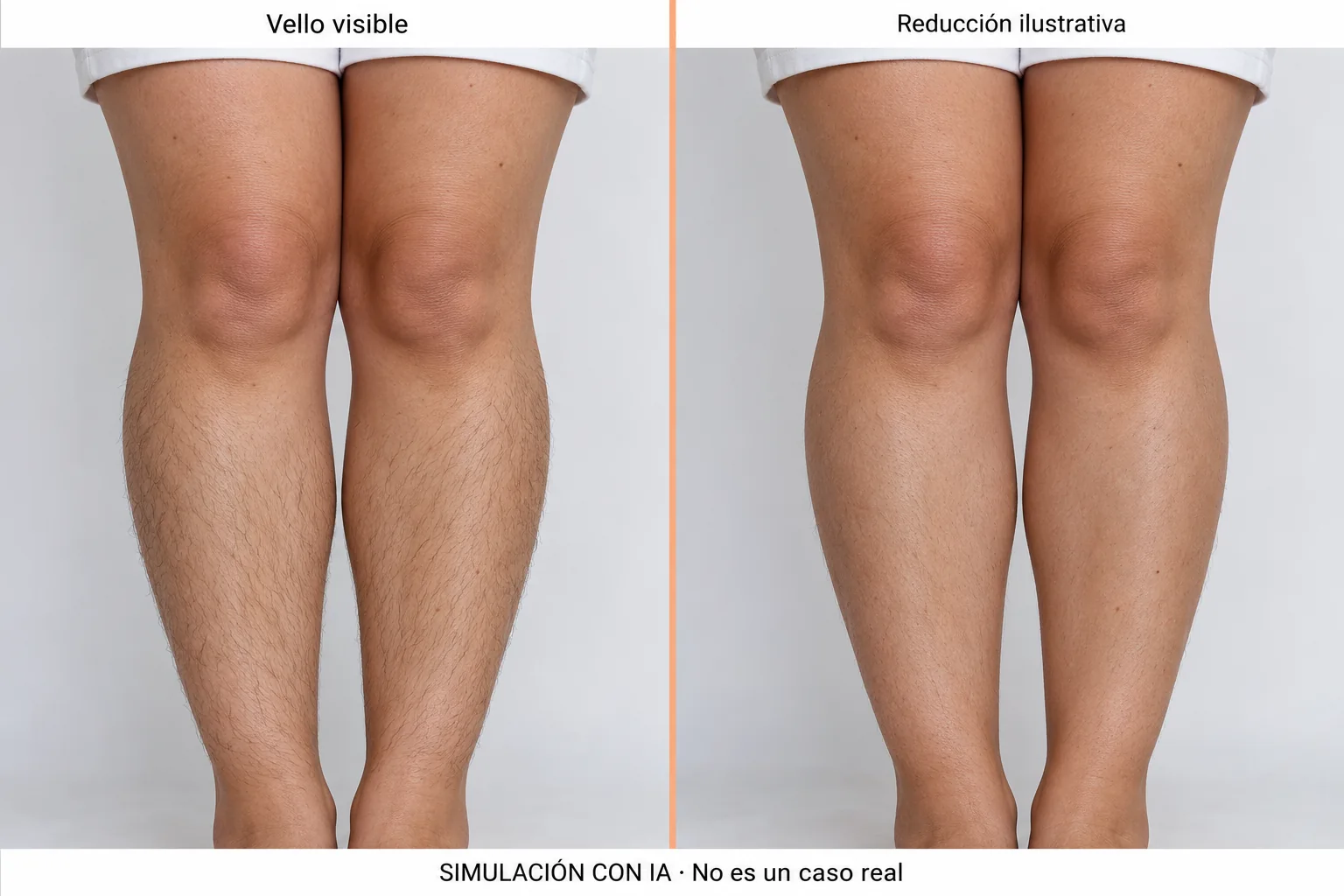 Simulación ilustrativa de Depilación láser de piernas en Tijuana; no es un caso real Simulación ilustrativa de Depilación láser de piernas en Tijuana; no es un caso real
